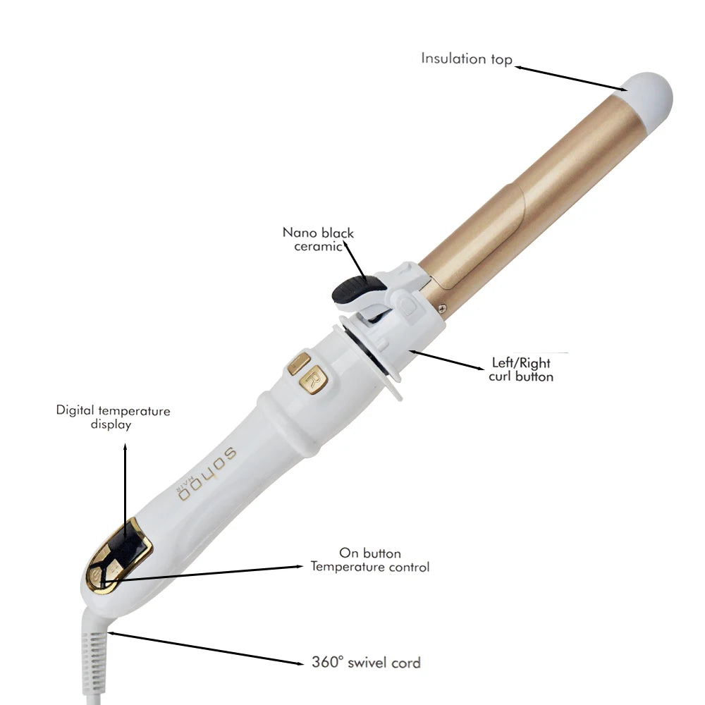 Automatic Rotating Curling Iron Easy Auto Hair Curler Wand Professional Fast Heating Hair Curler