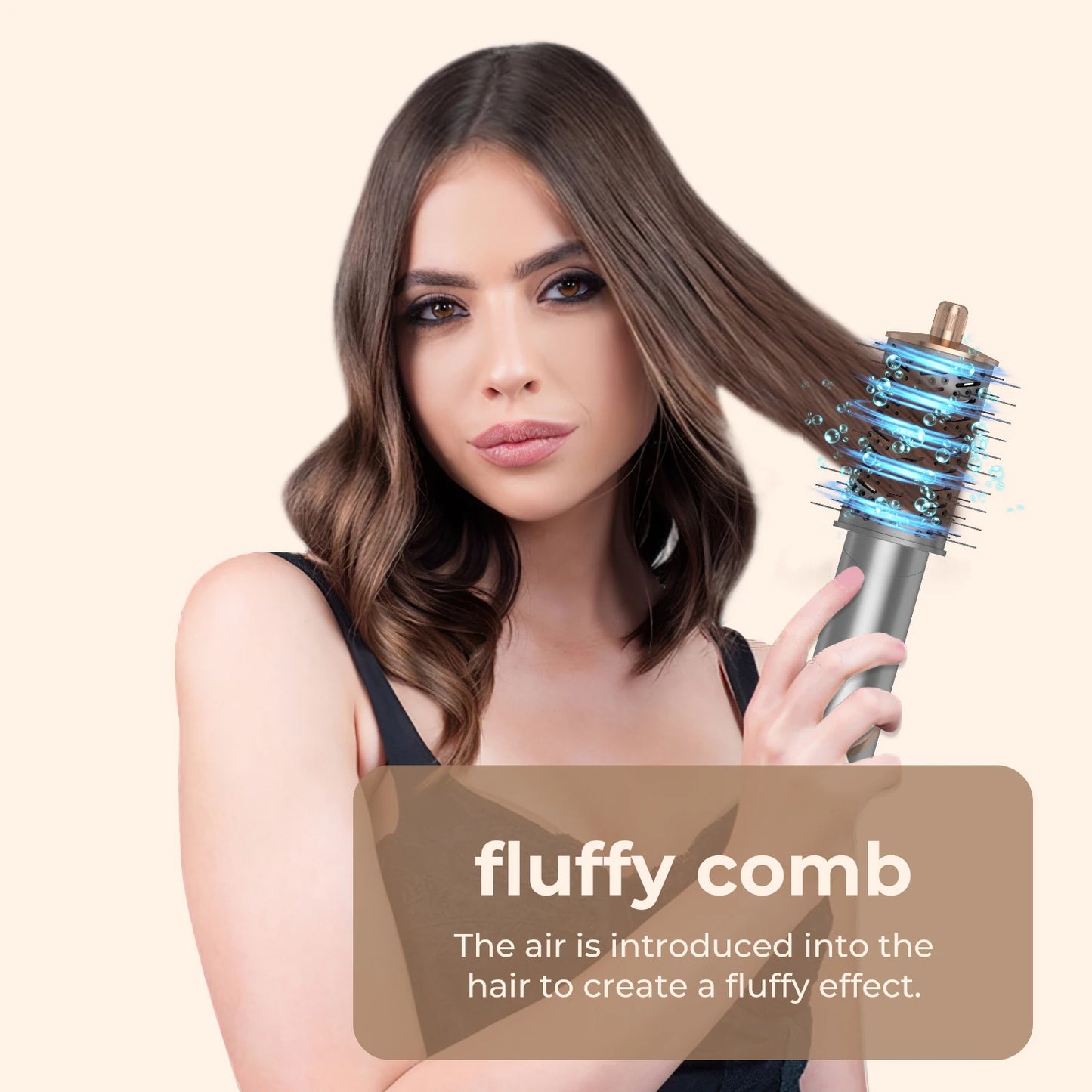 High Speed Hair Dryer Folding 8 in 1 Hot Air Comb Portable Curling Iron Negative Ion Hair Blower with Volumizing Styler