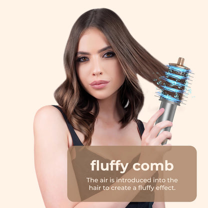 High Speed Hair Dryer Folding 8 in 1 Hot Air Comb Portable Curling Iron Negative Ion Hair Blower with Volumizing Styler