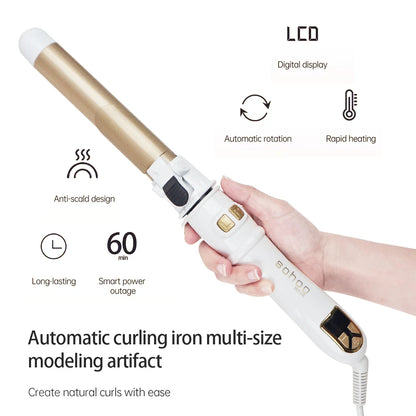 Automatic Rotating Curling Iron Easy Auto Hair Curler Wand Professional Fast Heating Hair Curler