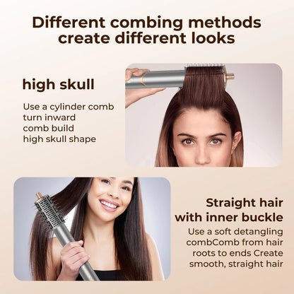 High Speed Hair Dryer Folding 8 in 1 Hot Air Comb Portable Curling Iron Negative Ion Hair Blower with Volumizing Styler