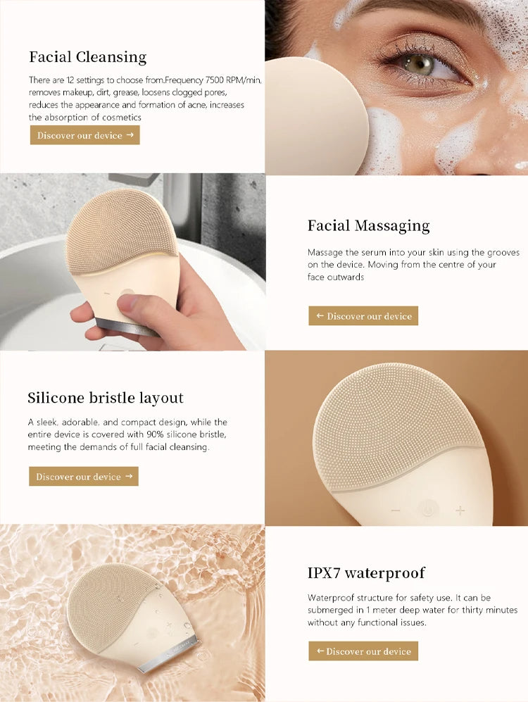 Electric Facial Cleansing Brush Multifunctional Face Cleanser Brush Exfoliator Massager Vibrating Face Scrubber Face Wash Brush