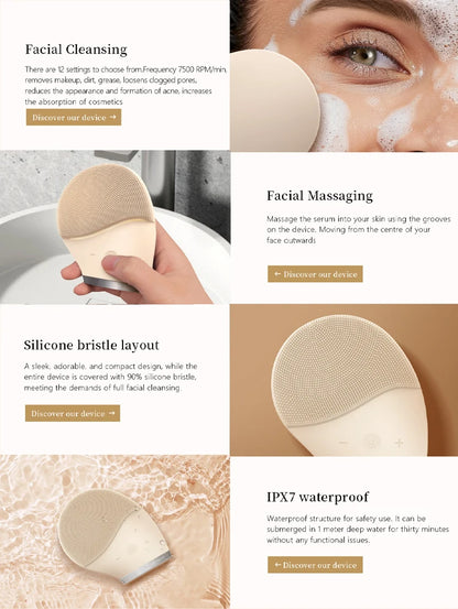Electric Facial Cleansing Brush Multifunctional Face Cleanser Brush Exfoliator Massager Vibrating Face Scrubber Face Wash Brush