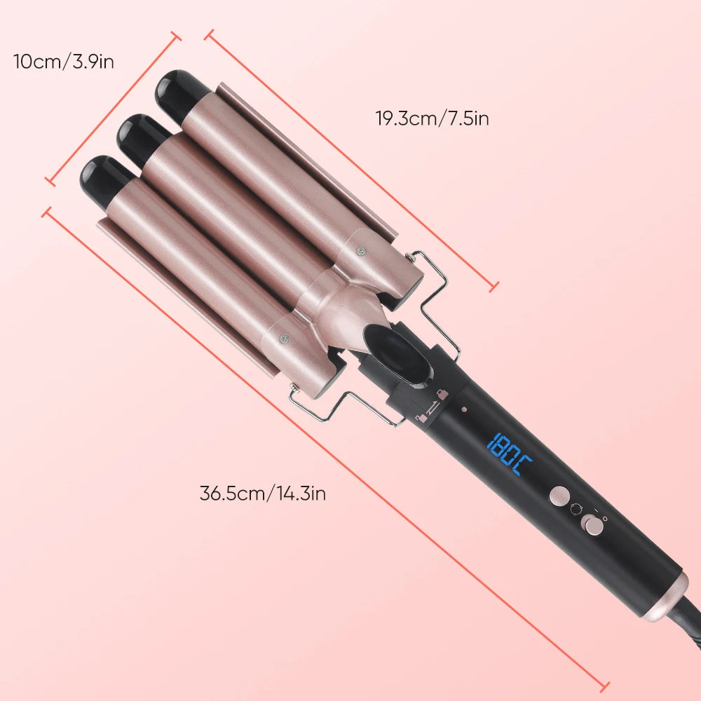 Hair Waver Style Tool 5 in 1 Hair Curler Interchangeable Curling Iron Curling Wand Set 3 Barrel Hair Curler Automatic