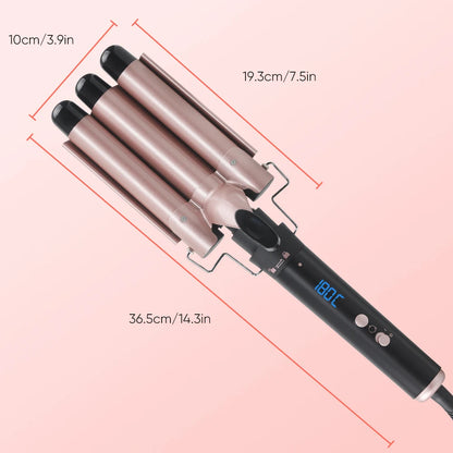 Hair Waver Style Tool 5 in 1 Hair Curler Interchangeable Curling Iron Curling Wand Set 3 Barrel Hair Curler Automatic