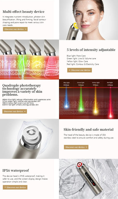 6 in 1 Microcurrent Home Skin Tightening Facial Ems Electroporator Face Lift Device